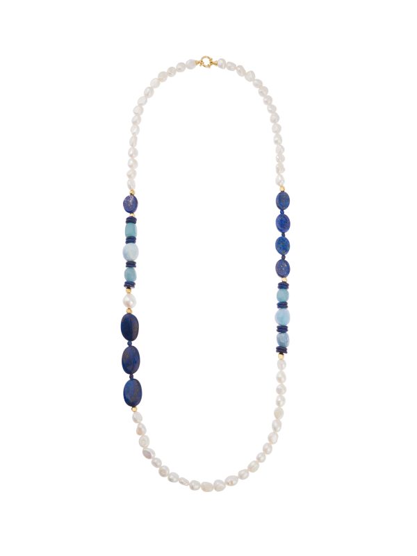 necklace, pearls, blue